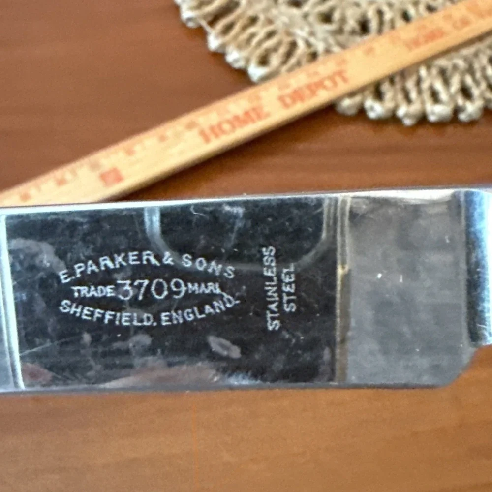 Vintage E.‎ Parker & Sons Sheffield England Carving Knife – Faux Stag Handle